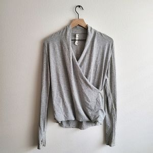 Lululemon Striped Long Sleeve Wrap Top